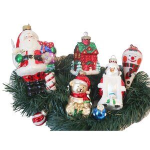 5 Christmas Ornaments Santa Bear Penguin Country House Chase Tree Ornament